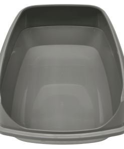 Zook tabuleiro de plástico reciclado com rebordo para gatos - cinza