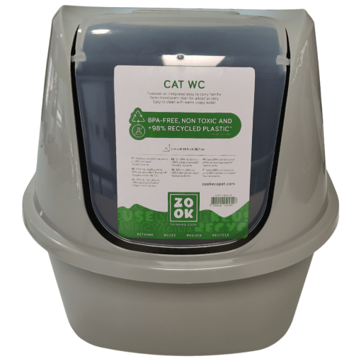 Zook WC de plástico reciclado para gatos - cinza