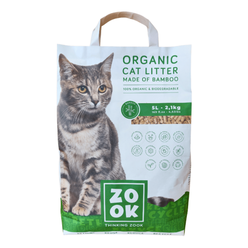 Zook areia para gatos 100% orgânica e biodegradável - bambu