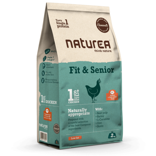Naturea Elements Fit & Senior - Ração Seca para Cão Sénior para Controlo do Peso - Frango