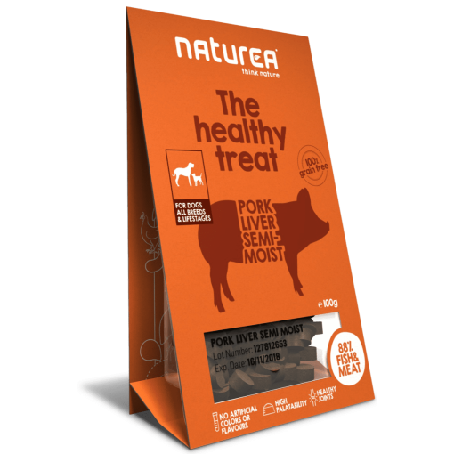 Naturea Treats - Snacks de Fígado de Porco Semi-Húmidos para Cão