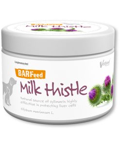 O Suplemento de Cardo-Mariano Barfeed Vetfood para Cães e Gatos contém cardo-mariano (Silybum Marianum L.) que é uma fonte natural de silimarina.