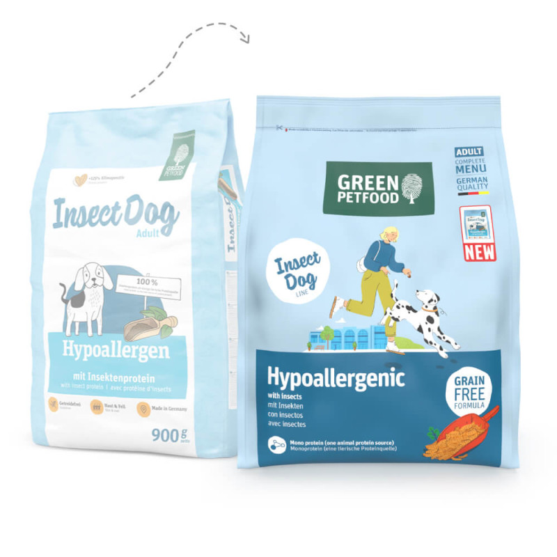 Green Petfood InsectDog Hypoallergen - Ração Seca Hipoalergénica para Cão Adulto - Inseto