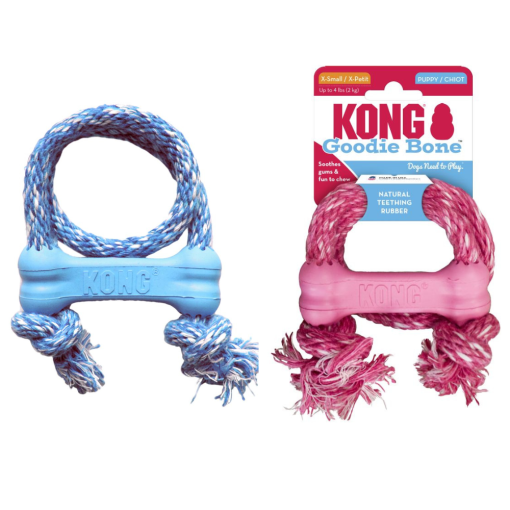 Kong Goodie Bone Con Corda Giocattolo Per Cani, Extra Small, Red By Kong