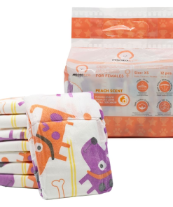 Fraldas descartáveis para cachorros fêmeas - aroma a pêssego - (12Und)