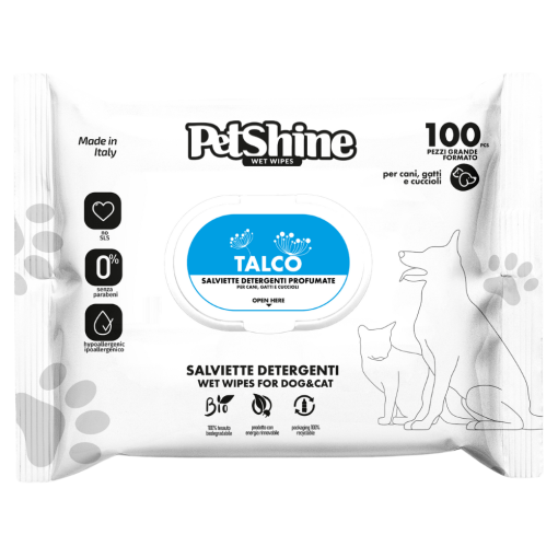Petshine Toalhitas com fragrância Talco - Pack Económico 100 UND