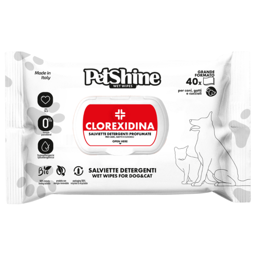 Petshine Toalhitas com Clorexidina - 40 UND