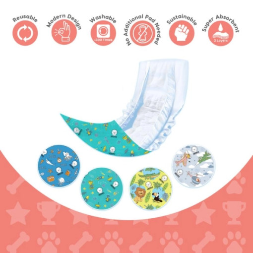 Misoko Fraldas Reutilizáveis para Cão Macho Octopus Blue - Image 5