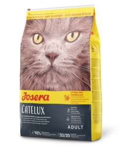 Josera Catelux é uma ração seca para gato adulto de pelo comprido, ideal para minimizar a formação de bolas de pelo e tem na sua constituição pato e batata.