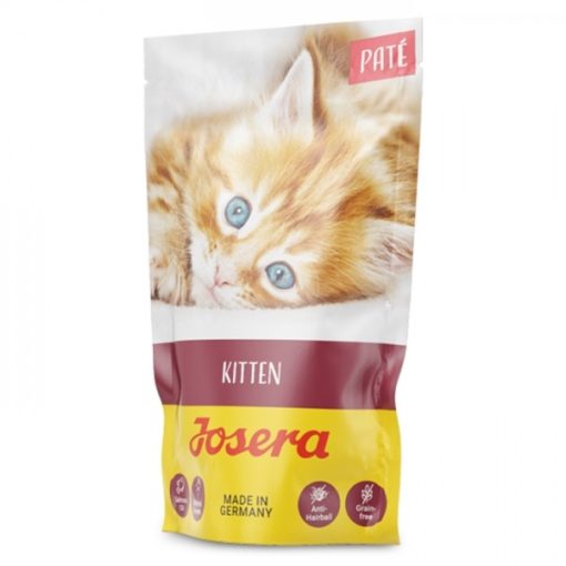 Josera alimento em patê para gatinhos até aos 12 meses. Um alimento com 70% de frango e com cenoura, que contém também óleo de salmão.