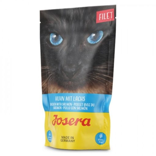 Josera alimento em filete para gato adulto de frango e salmão, formulado com ingredientes de elevada qualidade. Contém pedaços suculentos de filete.
