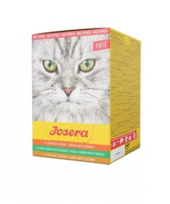 Josera alimento em patê para gato adulto - Multipack contém três saborosas receitas: pato e frango com salsa; peru com curgete; frango com espinafres.