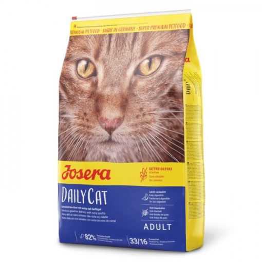 Josera DailyCat Grainfree é uma ração seca sem cereais para gatos adultos que adoram carne de aves e precisam de uma dieta sem cereais.