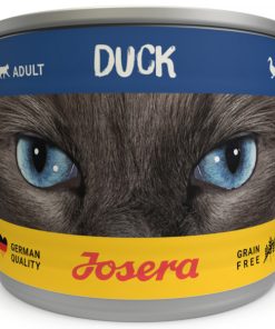 A Josera alimento patê, para gatos adultos, é um alimento húmido formulado à base de pato, sem cereais e com ácidos gordos essenciais.