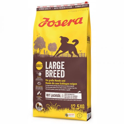 Josera Large Breed é uma ração seca para o cão adulto grande, formulada especialmente para cães adultos de porte grande a gigante.