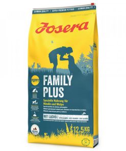 Josera Family Plus é uma ração seca de salmão para cachorros e cadelas lactantes, desde o último trimestre da gravidez até final do período de amamentação.