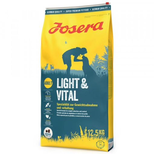 Josera Light & Vital é uma ração seca completa para cão adulto para controlo de peso, com baixo teor de gordura e elevado teor de fibras.