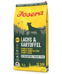 Josera de salmão e batata é uma ração seca para cão adulto, especialmente formulado para cães adultos sensíveis, com uma fórmula sem cereais.