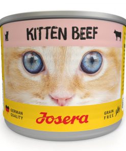 Josera alimento em patê para gatinho de vaca, formulado sem cereais e com ácidos gordos, essenciais ao bem-estar e correto desenvolvimento dos felinos.