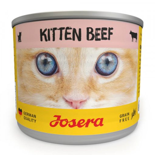Josera alimento em patê para gatinho de vaca, formulado sem cereais e com ácidos gordos, essenciais ao bem-estar e correto desenvolvimento dos felinos.