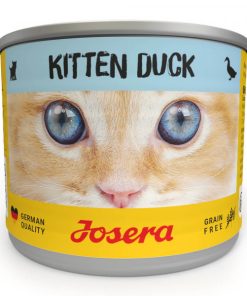 Josera alimento em patê para gatinho de pato é formulado sem cereais e com ácidos gordos, essenciais ao bem-estar e correto desenvolvimento dos felinos.