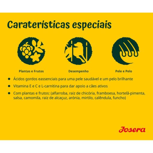 Josera Active Nature é uma ração seca para cão adulto com aves e borrego. Aconselhada para cães ativos, fornecendo toda a energia de que necessitam.