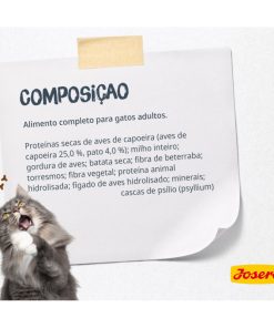 Josera Catelux é uma ração seca para gato adulto de pelo comprido, ideal para minimizar a formação de bolas de pelo e tem na sua constituição pato e batata.