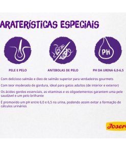 Josera Culinesse é uma ração seca para gatos adultos exigentes, que contém salmão de qualidade superior e óleo de salmão.