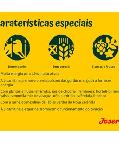 Josera Grainfree é uma ração seca para cão adulto constituída por aves e truta com batata doce e é um alimento formulado para cães muito ativos.