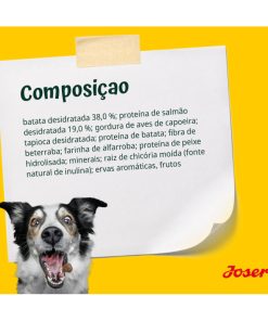 Josera de salmão e batata é uma ração seca para cão adulto, especialmente formulado para cães adultos sensíveis, com uma fórmula sem cereais.