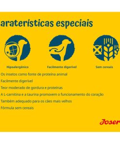 Josera Hypoallergenic é uma ração seca para cão adulto com alergias / sensíveis. Uma receita sem cereais, com uma só fonte de proteínas: o inseto.