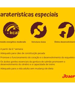 Josera Kids é uma ração para cachorros de porte médio/grande (8ª semana). Esta ração tem energia reduzida e um teor equilibrado de proteínas e gordura.