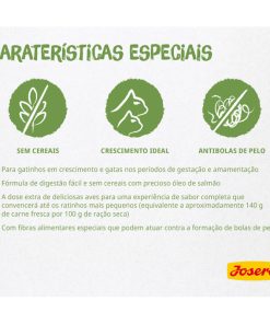 Josera Kitten GrainFree é uma ração seca sem cereais para gatinho, até aos 12 meses de idade, e gatas gestantes ou lactantes.