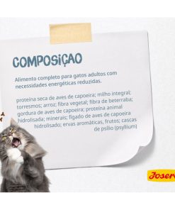 Josera Léger é uma ração seca para gato adulto de interior para controlo de peso, com teor energético reduzido e maior conteúdo de fibras.