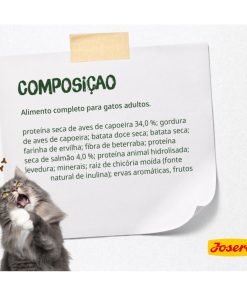 Josera NatureCat Grainfree é uma ração seca para gato adulto, sem cereais, com 30% de carne de aves, 10% de salmão, ervas e frutas saudáveis.