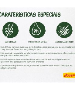 Josera NatureCat Grainfree é uma ração seca para gato adulto, sem cereais, com 30% de carne de aves, 10% de salmão, ervas e frutas saudáveis.