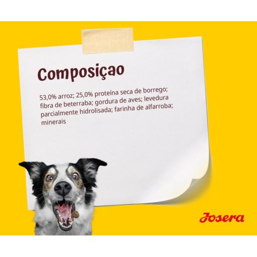 Josera Borrego e Arroz é uma ração seca para cão adulto que tem o borrego como única fonte de proteína animal. Uma dieta mais leve, para cães com necessidades energéticas normais ou inferiores.