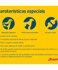 Josera Sensi Junior é uma ração seca para cachorros de porte médio/grande com sensibilidades, à base de pato e salmão, sem glúten.
