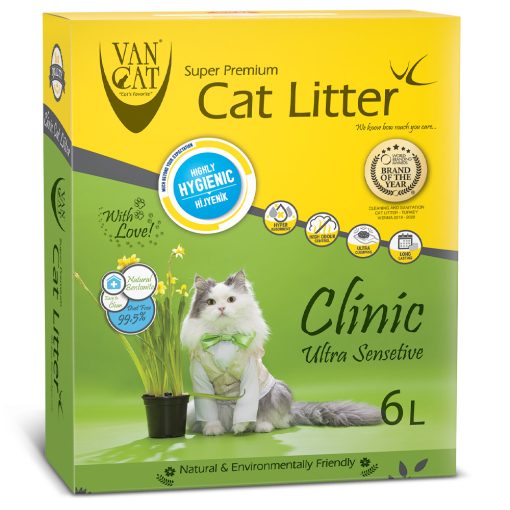 Vancat - Areia antibacteriana para gato Clinic Ultra Sensetive 6LT